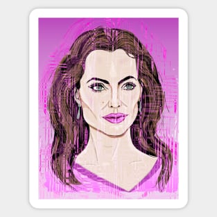 Angelina Jolie, distorted in pink Sticker